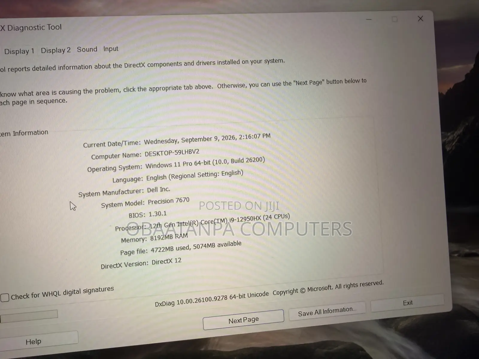 Laptop Dell Precision 7670 32GB Intel Core i9 SSD 512GB