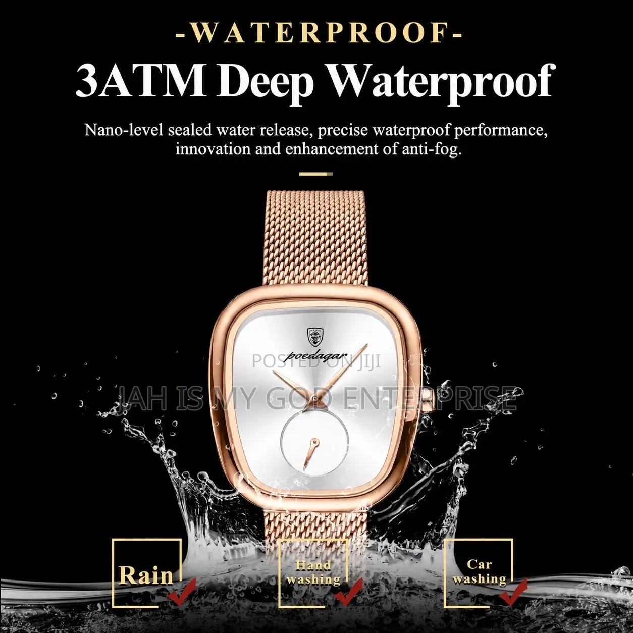 Poedagar 783 Luxury Stainless Steel Mesh Women's Watch-Rose Gold Gold