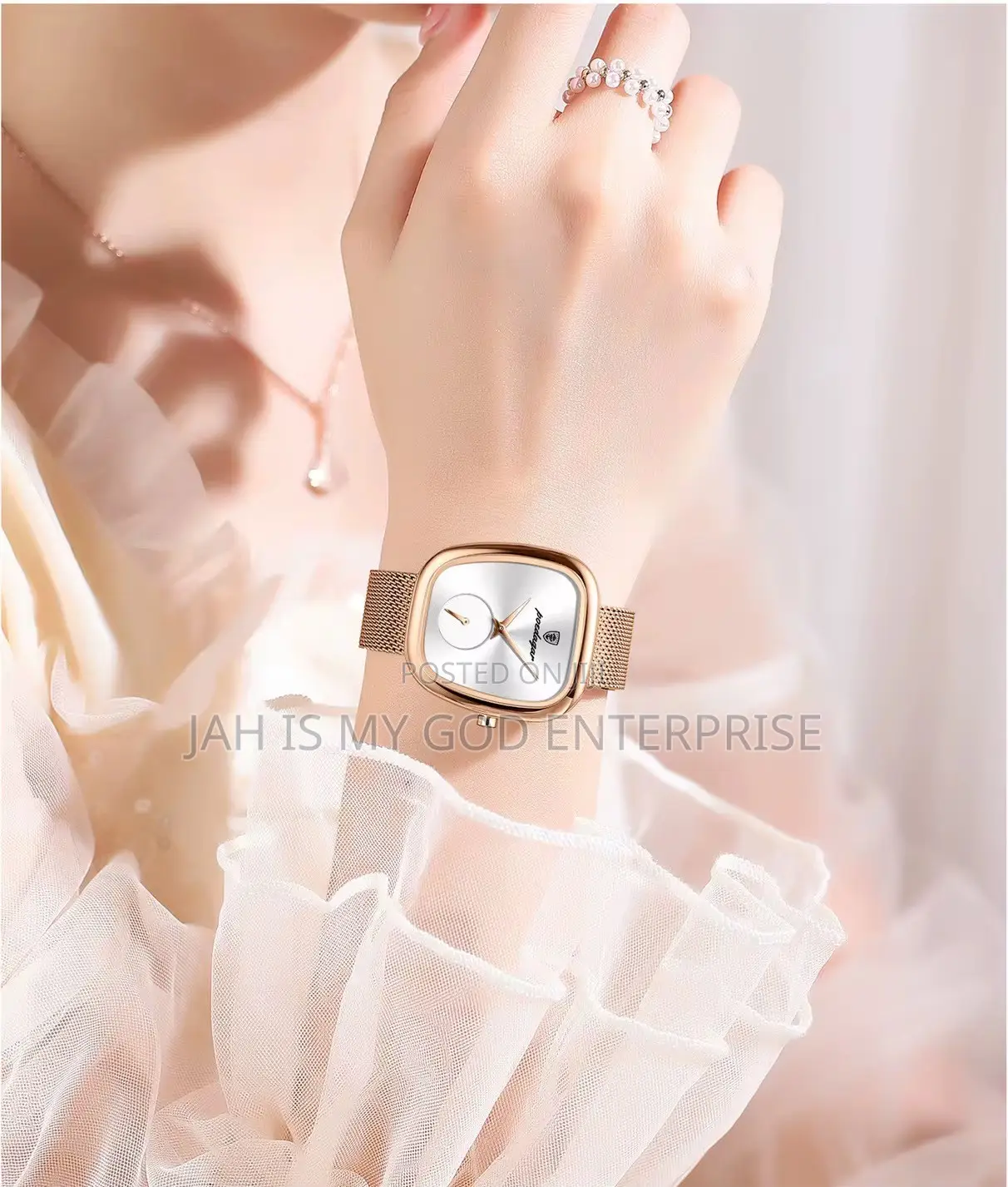 Poedagar 783 Luxury Stainless Steel Mesh Women's Watch-Rose Gold Gold