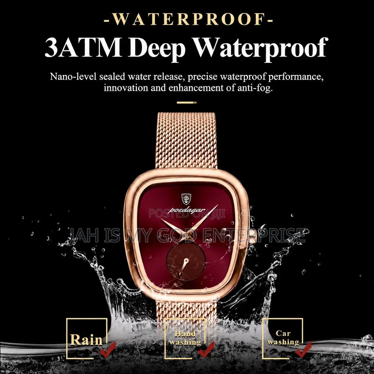 Poedagar 783 Luxury Stainless Steel Mesh Women's Watch-Rose Gold Gold