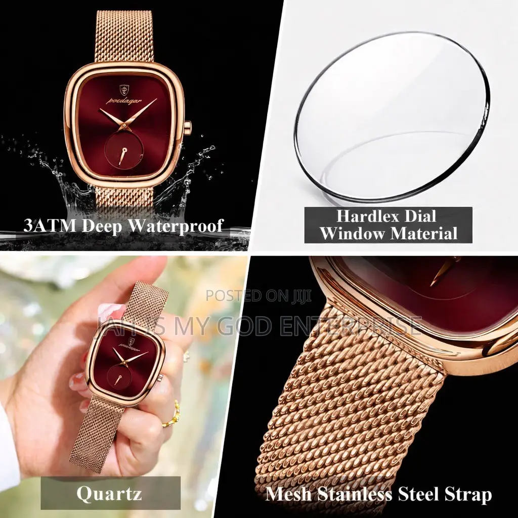 Poedagar 783 Luxury Stainless Steel Mesh Women's Watch-Rose Gold Gold