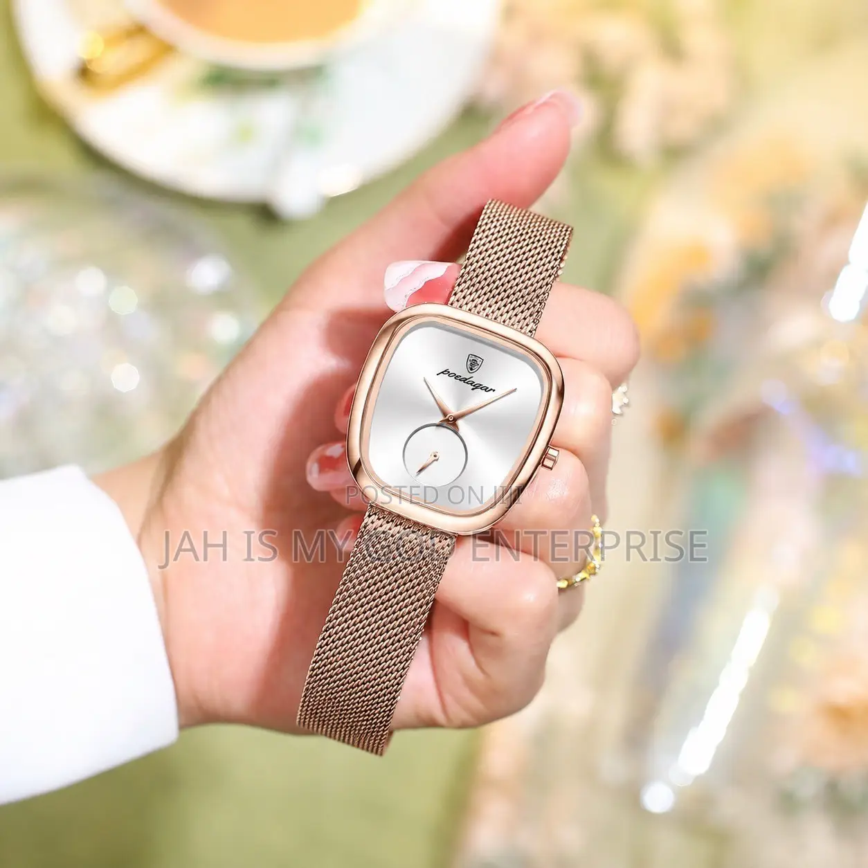 Poedagar 783 Luxury Stainless Steel Mesh Women's Watch-Rose Gold Gold