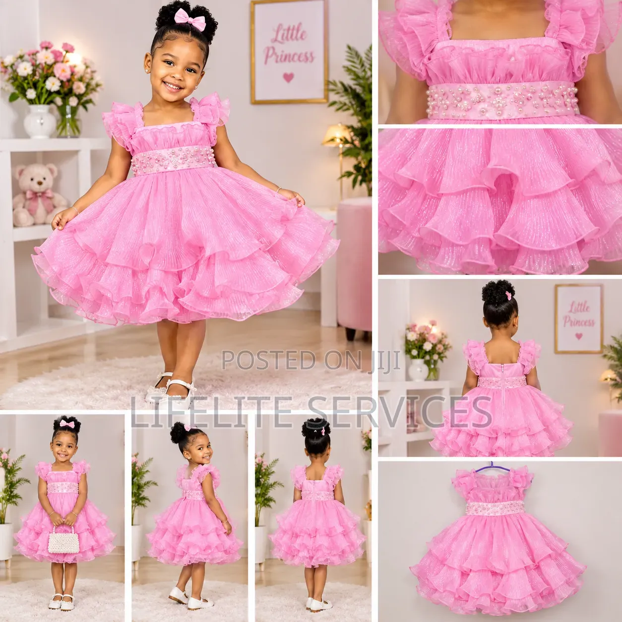 Young Girls Applique Elegant Dresses for 6months-7yrs