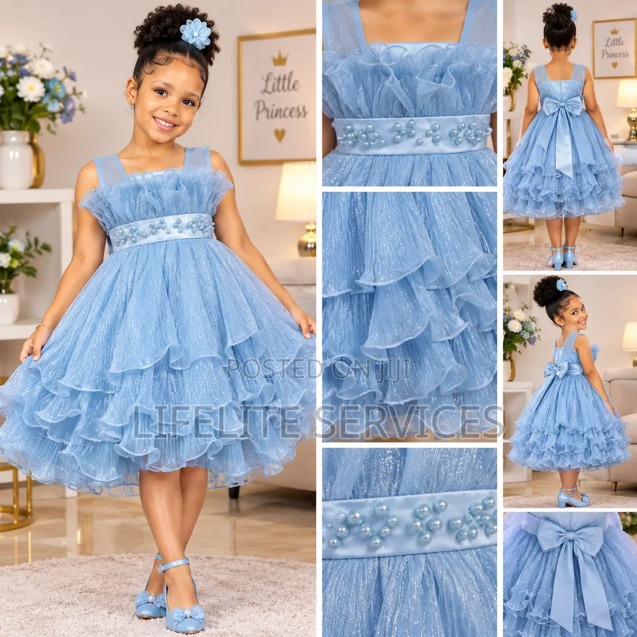 Young Girls Applique Elegant Dresses for 6months-7yrs