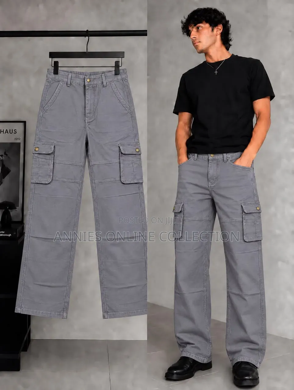 Men Cargo Side Pockets Trousers