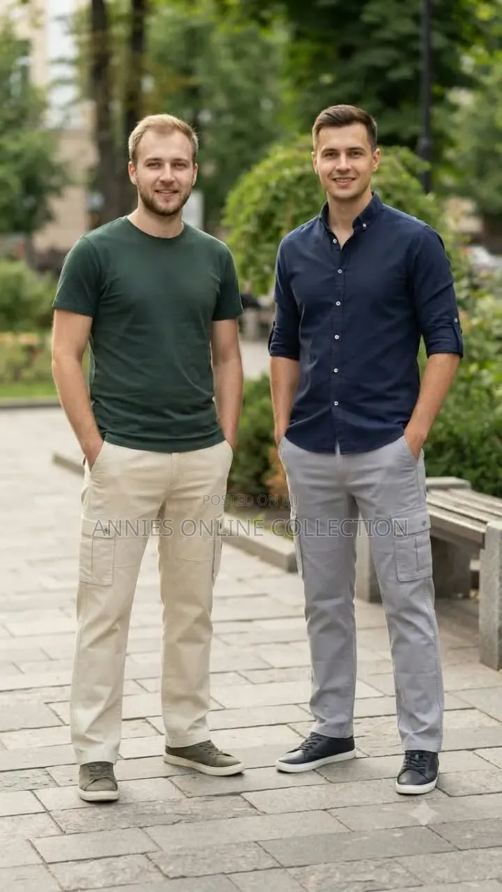 Men Cargo Side Pockets Trousers