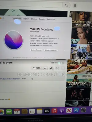 Laptop Apple MacBook Pro 2017 16GB Intel Core i7 SSD 256GB