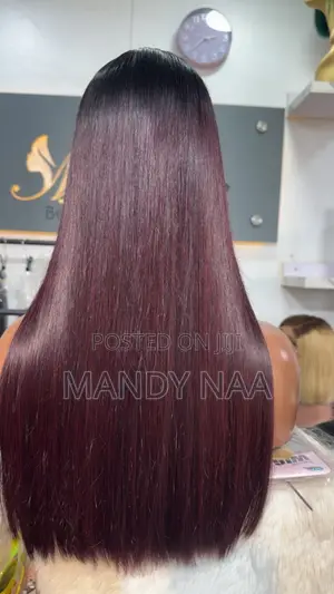 20’ Bone Straight Burgundy With Dark Roots