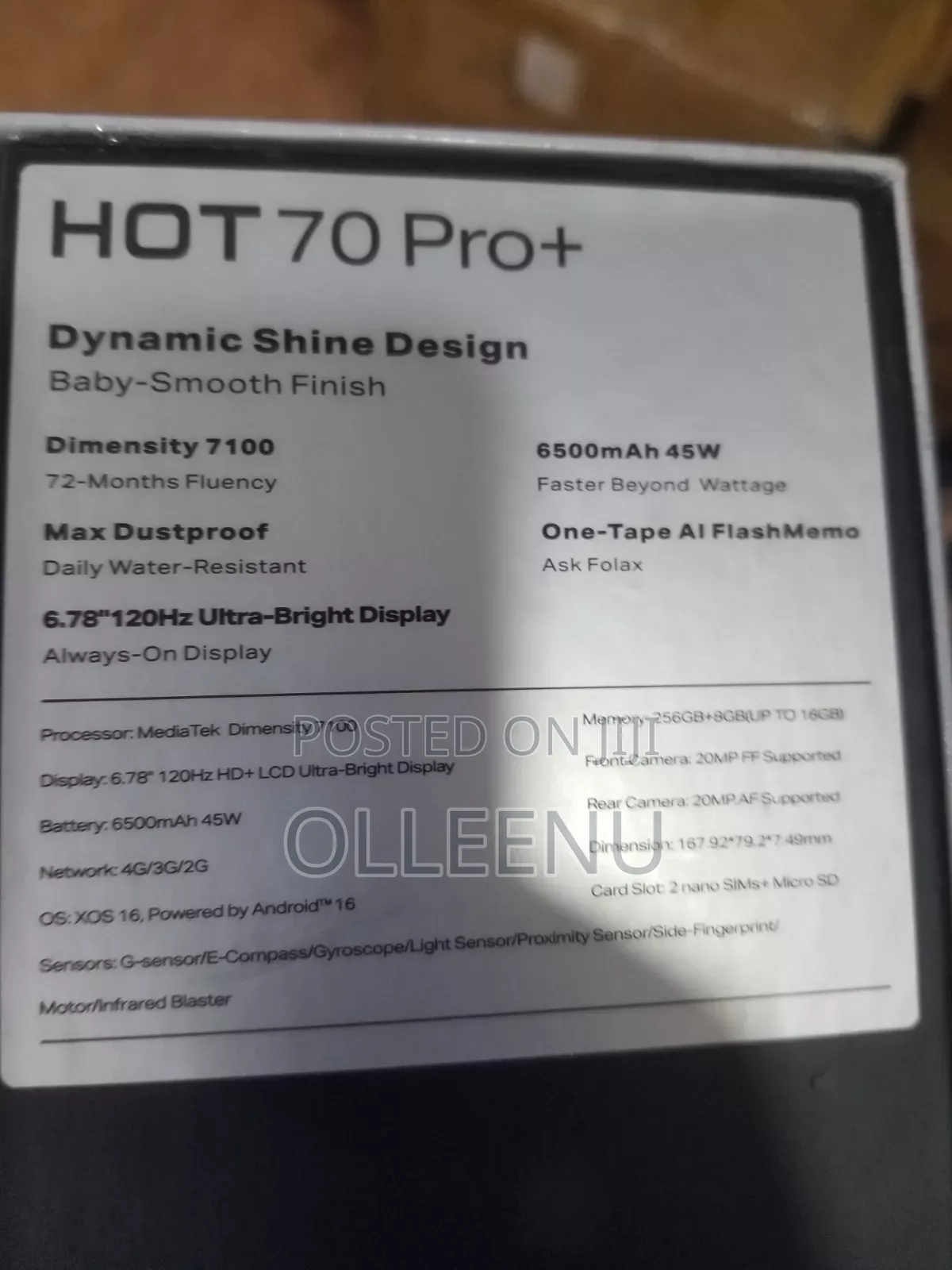 New Infinix Hot 70 Pro 5G+ 256 GB Silver