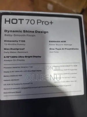 New Infinix Hot 70 Pro 5G+ 256 GB Silver
