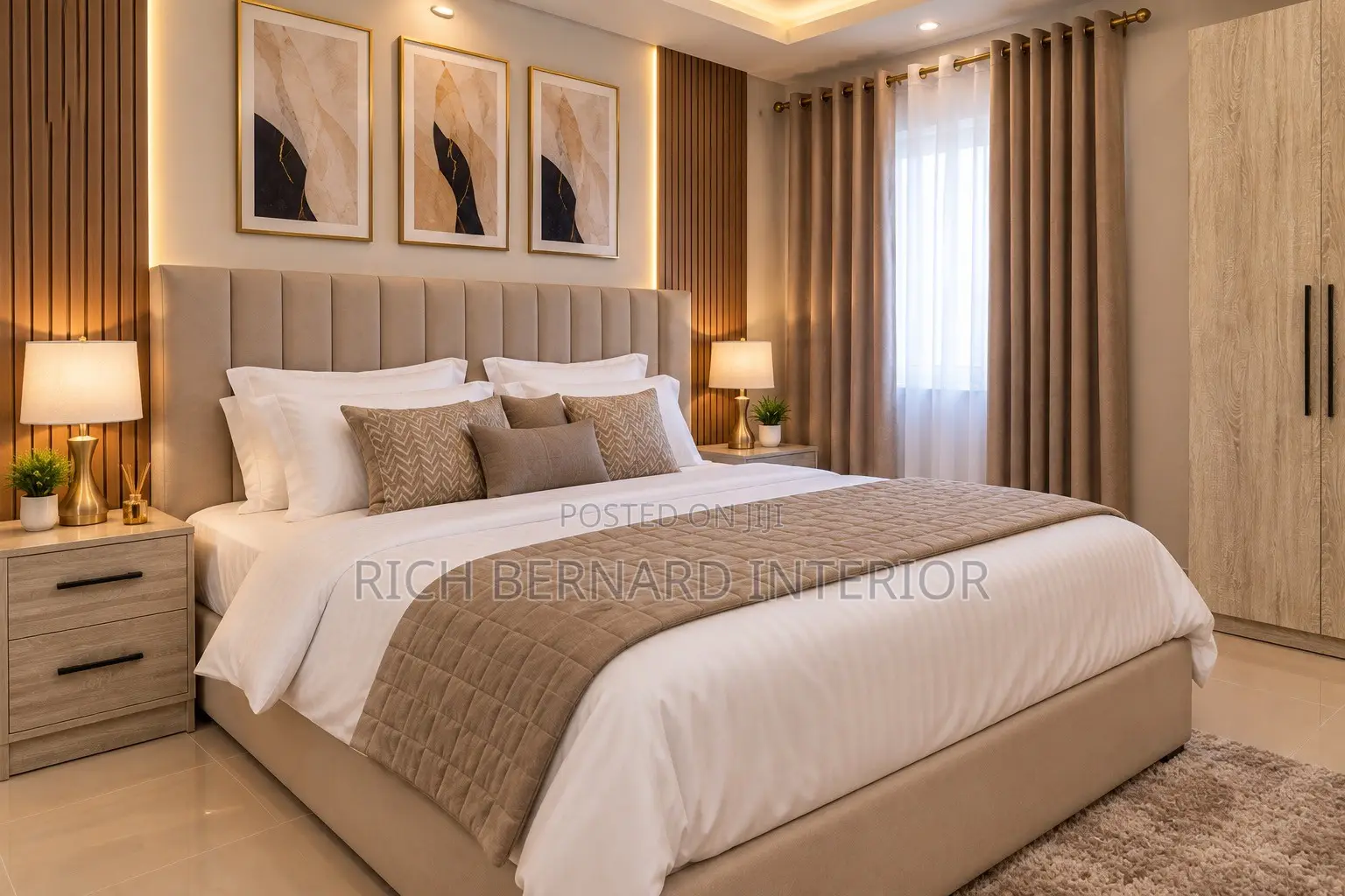 Modern Luxury Bedroom Set – Queen Size Bed Wardrobe