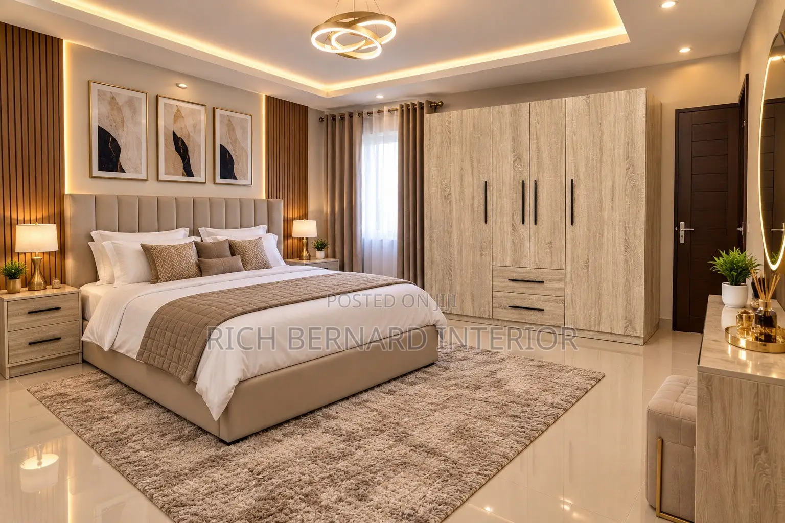 Modern Luxury Bedroom Set – Queen Size Bed Wardrobe