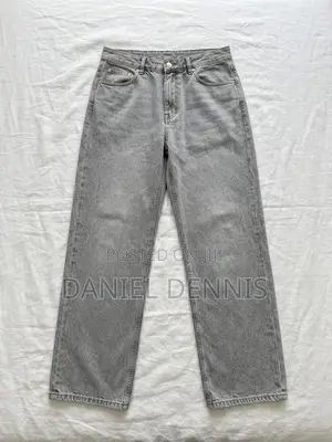 Men's Washed Grey Loose Fit Straight Jeans – Streetwear Denim