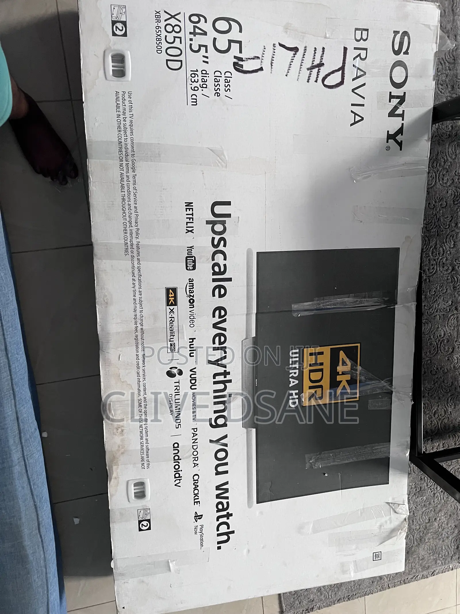 Sony Bravia 65" HDR Smart Android TV (XBR-65X850D)