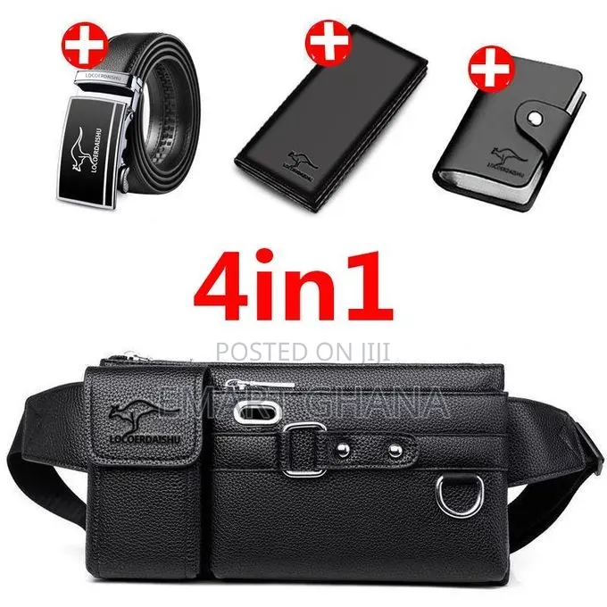 4in1 Men's Chest Bag Waist Bag Small Portable Bag With 1 Card Bag 