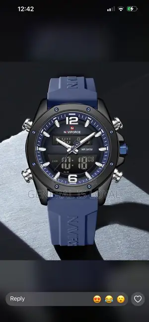 Naviforce Digital and Analog Watch With Navy Blue Rubber Strap