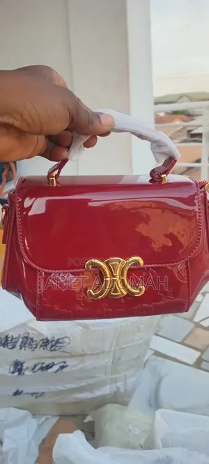 Luxury Burgundy Glossy Patent Leather Handbag