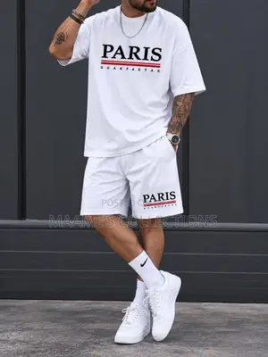 Men'S 2pcs Casual Round-Neck Short-Sleeved T-Shirt and Short Pants Set