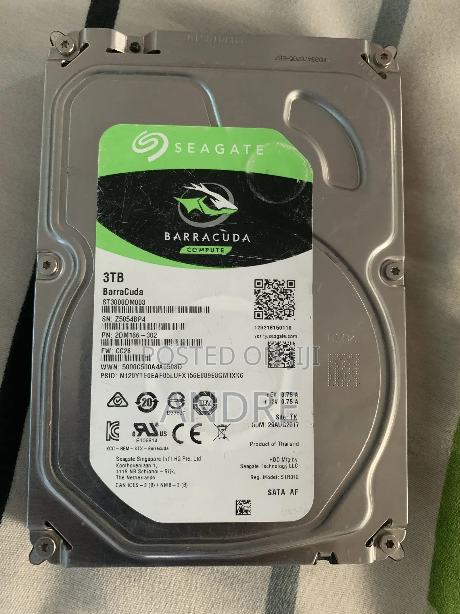 Seagate BarraCuda 3TB Desktop Hard Drive.
