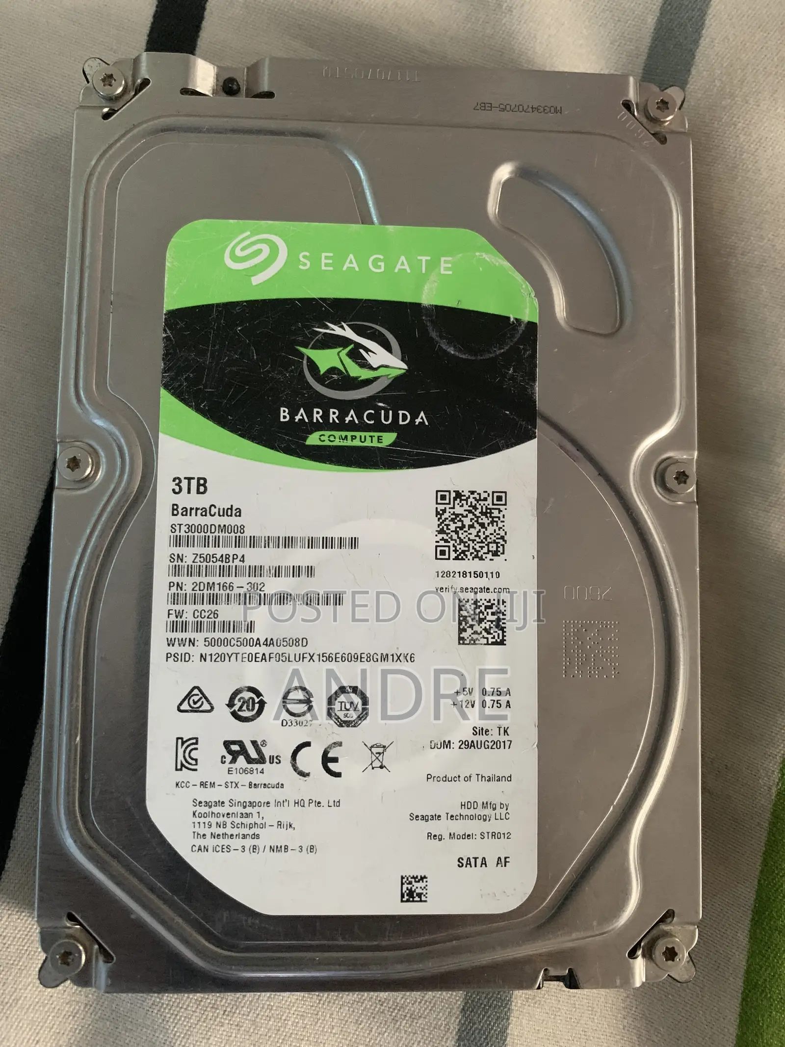 Seagate BarraCuda 3TB Desktop Hard Drive.