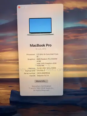 Laptop Apple MacBook Pro 16GB Intel Core i9 SSD 1T