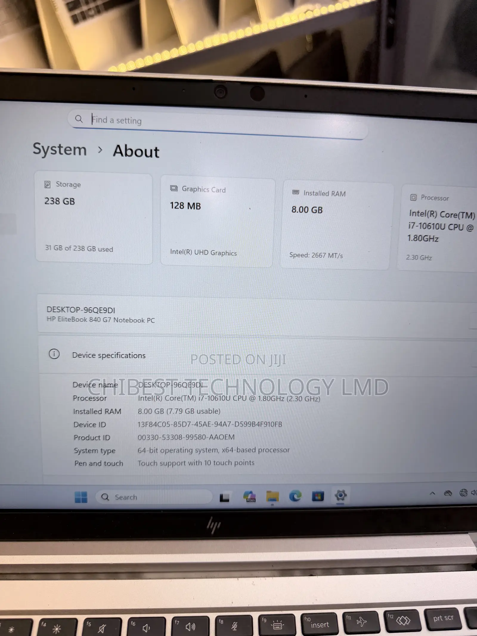 Laptop HP EliteBook 840 G7 8GB Intel Core i7 SSD 256GB