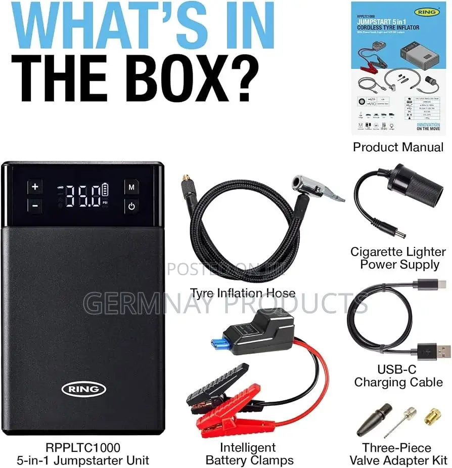 Jumpstart 5-in-1 Cordless Tyre Inflator Jump Starter