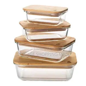 Stackable Glass Food Storage Containers With Bamboo Lids (Set of 4)