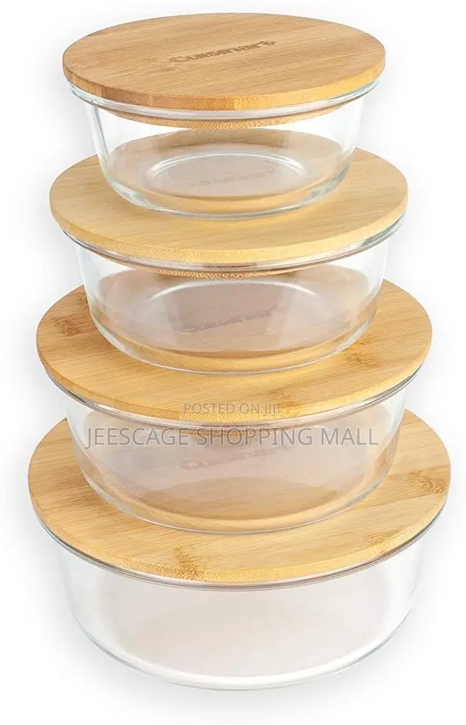 Stackable Glass Food Storage Containers With Bamboo Lids (Set of 4)