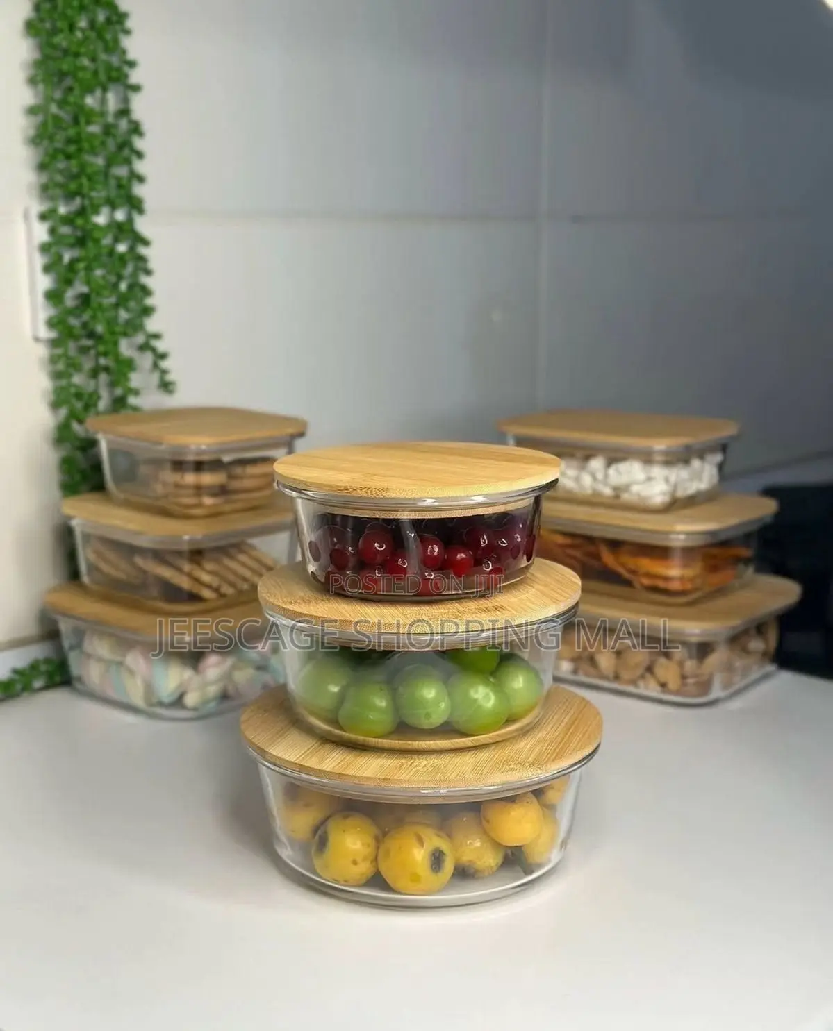 Stackable Glass Food Storage Containers With Bamboo Lids (Set of 4)