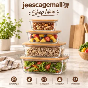 Stackable Glass Food Storage Containers With Bamboo Lids (Set of 4)