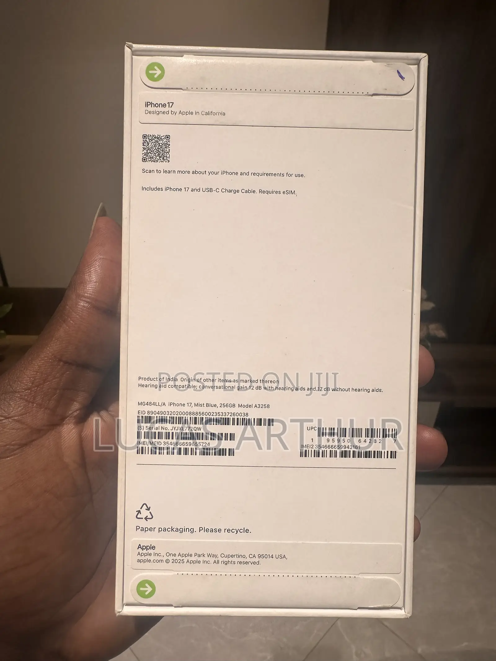 New Apple iPhone 17 256 GB Blue
