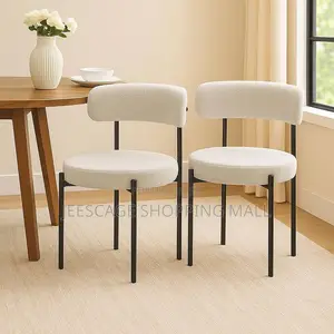 Modern Bouclé Upholstered Dining Chair With Metal Frame