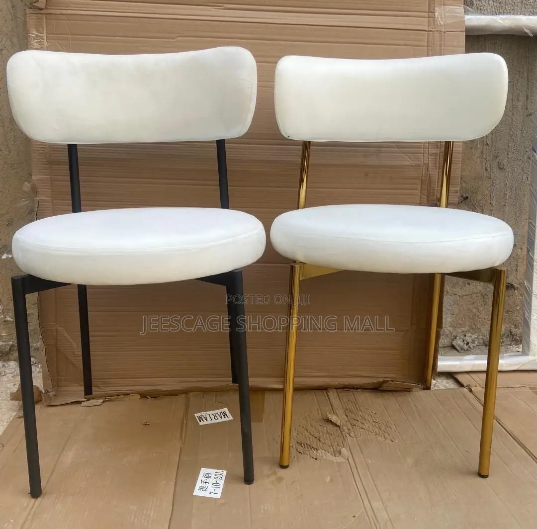Modern Bouclé Upholstered Dining Chair With Metal Frame