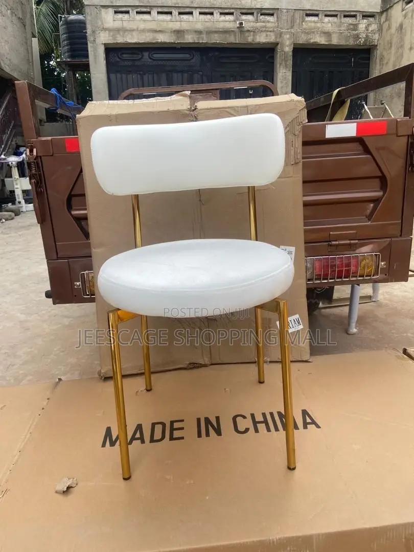 Modern Bouclé Upholstered Dining Chair With Metal Frame