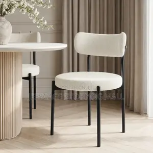 Modern Bouclé Upholstered Dining Chair With Metal Frame