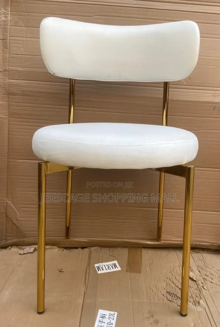 Modern Bouclé Upholstered Dining Chair With Metal Frame