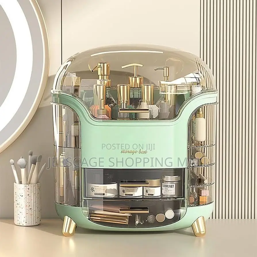 Luxury Dustproof Cosmetic Storage Box With Drawers - Mint Green