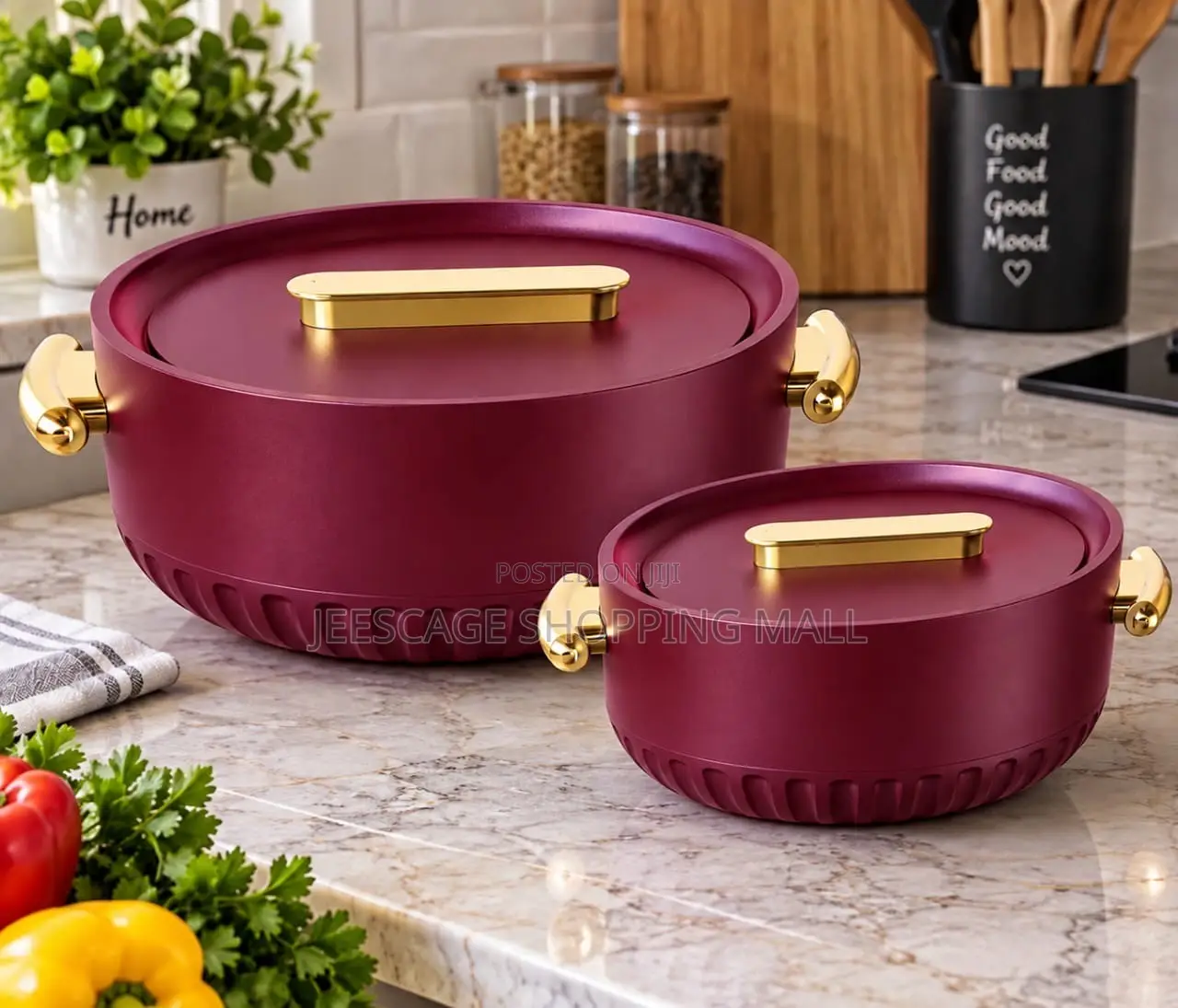 Elegant Cream Gold Insulated Serving Casserole Set