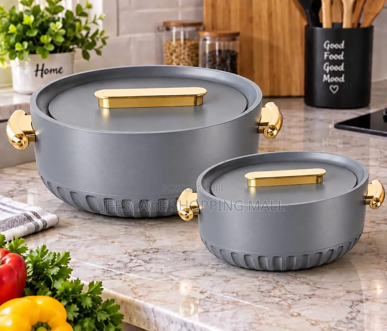 Elegant Cream Gold Insulated Serving Casserole Set