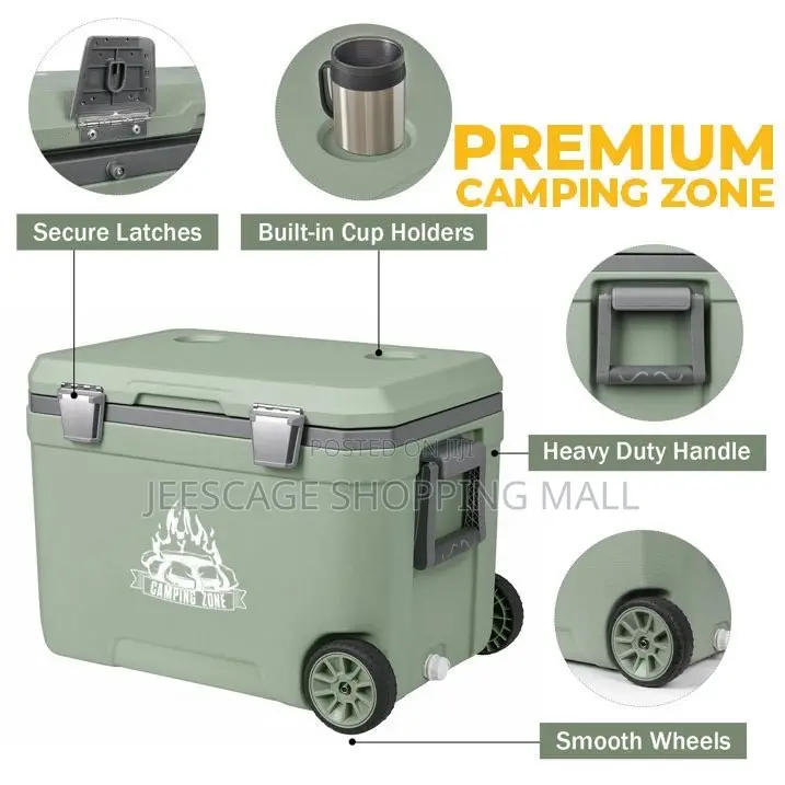 70 Litre Portable Wheeled Cooler With Retractable Handle