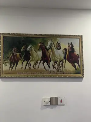 Premium Framed Seven Galloping Horses Wall Art – Ornate Gold Frame