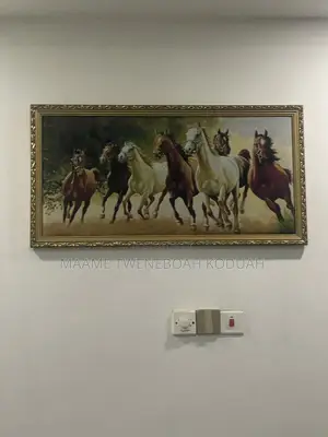 Premium Framed Seven Galloping Horses Wall Art – Ornate Gold Frame