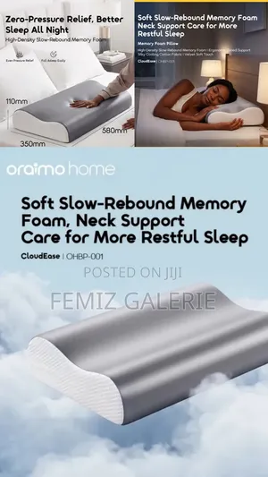 Oraimo CloudEase Memory Foam Pillow – Ergonomic Neck/Shoulder Support