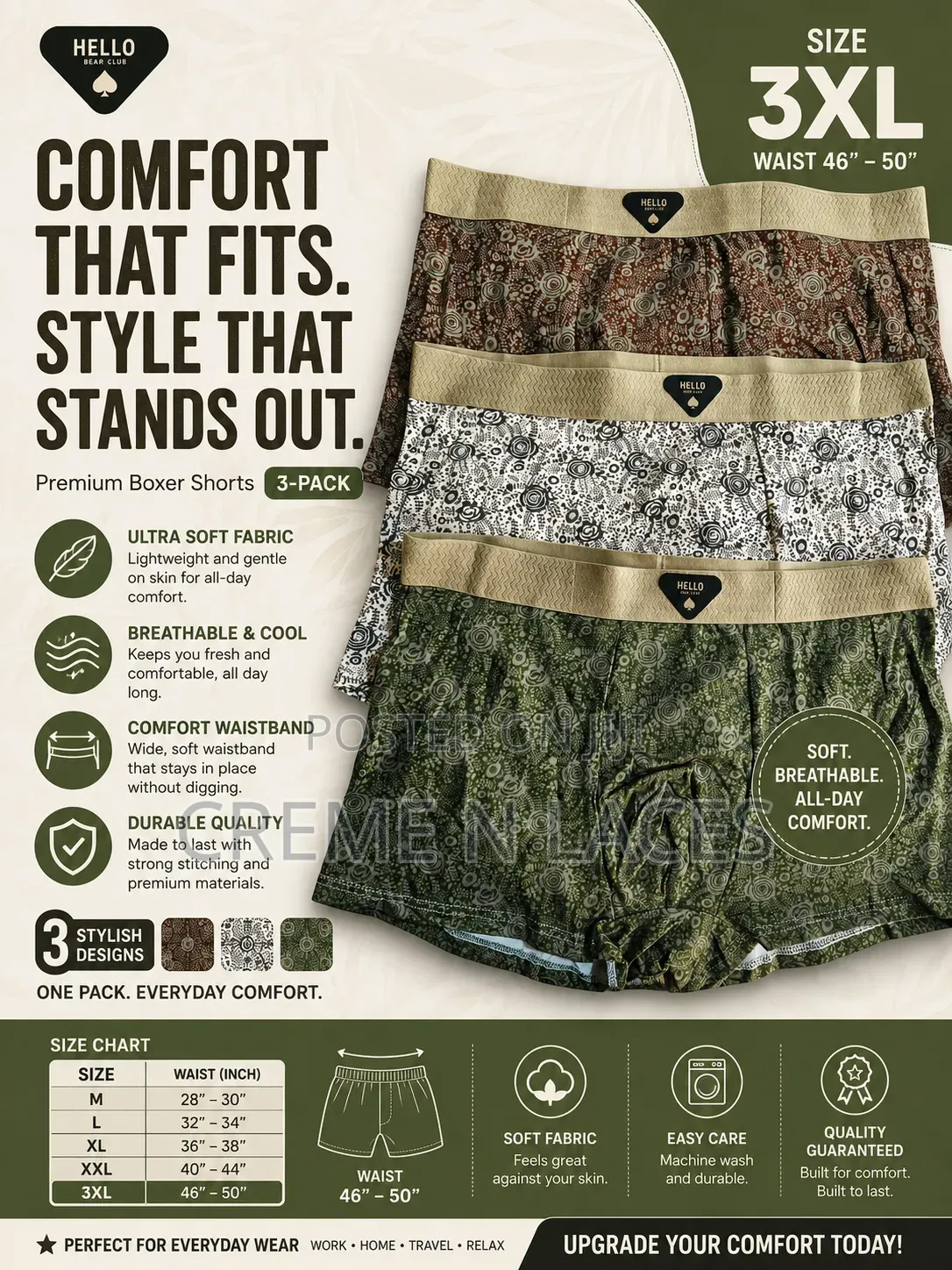 Rose Design Men's Boxers