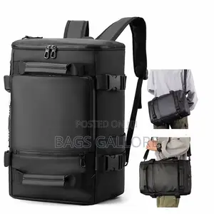 Black Leather Big Backpack