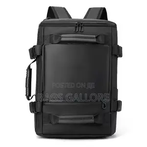 Black Leather Big Backpack