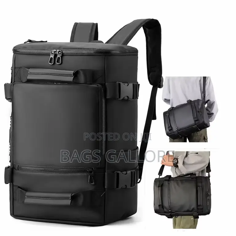 Black Leather Big Backpack