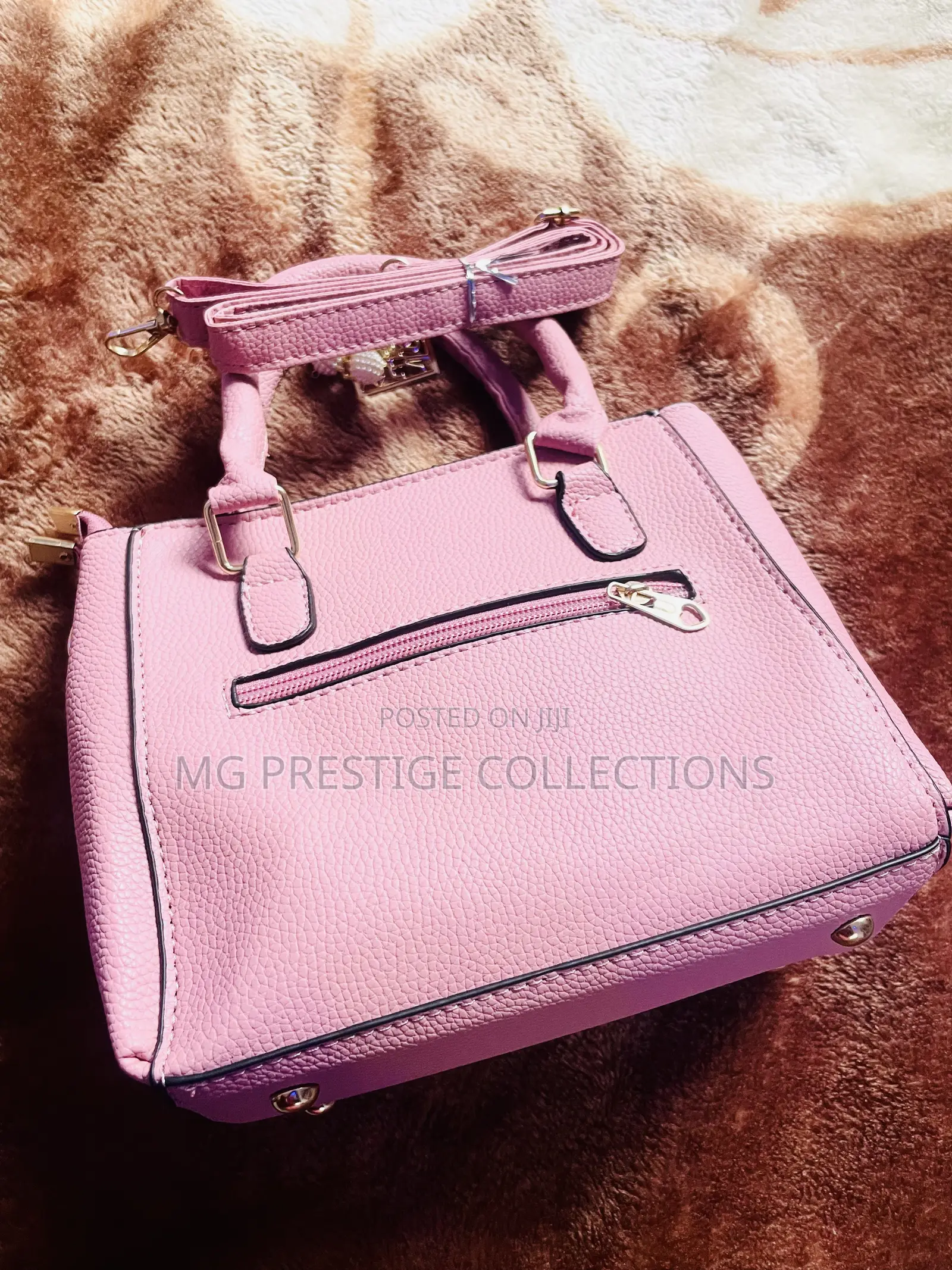 Elegant Blush Pink Top-Handle Satchel Bag With Strap