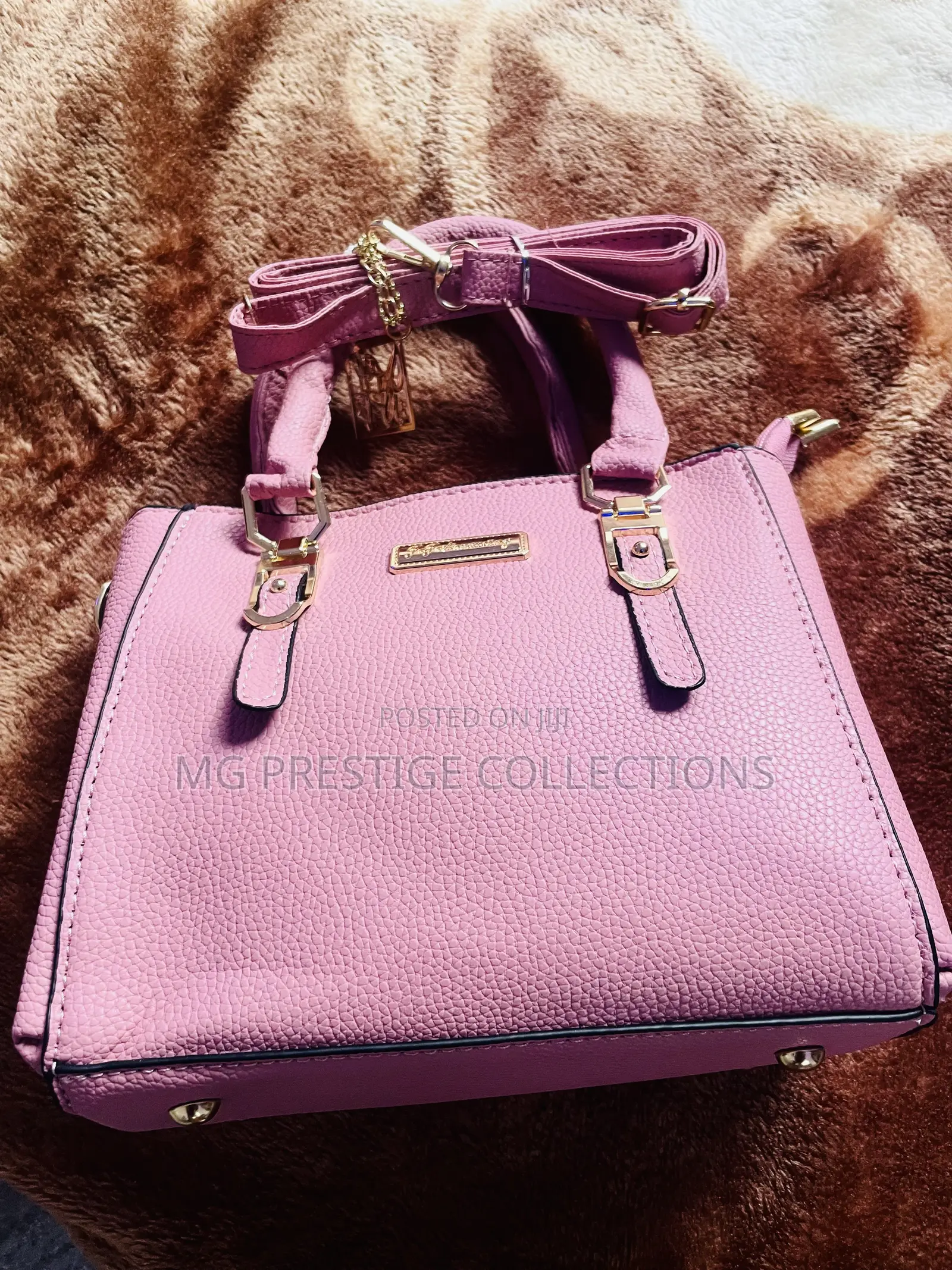 Elegant Blush Pink Top-Handle Satchel Bag With Strap